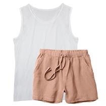 Conjunto Regata e Short Linho Premium Bermuda Masculina Moda Praia Luxo