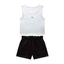Conjunto Regata e Short Preto Infantil Feminino Nina Go Conjunto Regata e Short Preto Infantil Feminino Nina Go