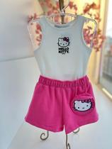 Conjunto Regata e Shorts Hello Kitty Com Bolsa Momi
