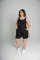 Conjunto Regata e Shorts Malha Com Detalhe Faixa Lateral Preto Conjunto Regata e Shorts Malha Com Detalhe Faixa Lateral Preto