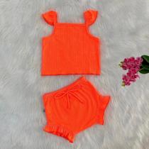 Conjunto Regata e Shorts Neon Bebê Menina Verão