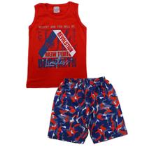 Conjunto Regata Estampada e Bermuda Tactel Sublimado Meninos