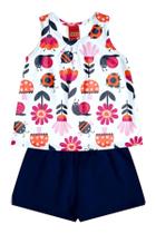 Conjunto Regata Estampado de Bichinhos e Flores Kyly