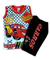 Conjunto regata infantil personagem Mcqueen 100% algodão