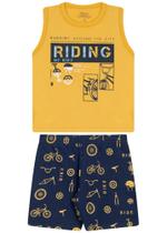 Conjunto regata masculino meia malha e moletinho estampado bike