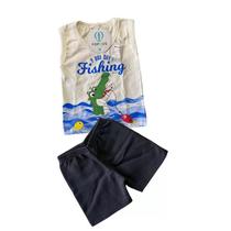 Conjunto Regata Meia-Malha Jacaré c/ Shorts Tam M Conjunto Regata Meia-Malha Jacaré c/ Shorts Tam M