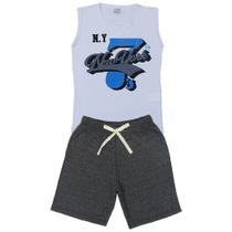 Conjunto Regata New York Branca e Bermuda - Luky & Buky Conjunto Regata New York Branca e Bermuda - Luky & Buky