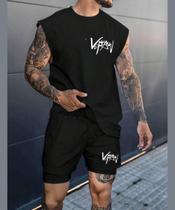 Conjunto Regata Oversized Masculina Bermuda Tactel Academia Veraw Camisão Algodão
