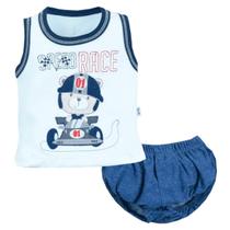 Conjunto Regata Suedine Tapa Fralda Bebê Menino Upi Uli