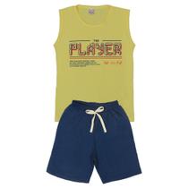 Conjunto Regata The Player Amarela e Bermuda - Luky & Buky Conjunto Regata The Player Amarela e Bermuda - Luky & Buky