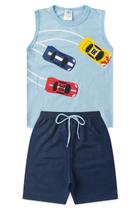 Conjunto Regata Verão Menino Carrinhos - Azul Conjunto Regata Verão Menino Carrinhos - Azul