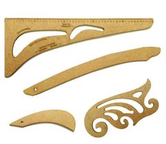 Conjunto Régua Curva Francesa e Cavas para Modelagem e Costura - 04 Peças Conjunto Régua Curva Francesa e Cavas para Modelagem e Costura - 04 Peças