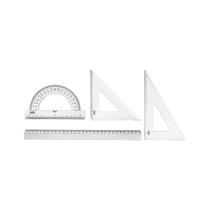 Conjunto Régua Transferidor Esquadro Escolar Geométrico 1º Grau ou 2º Grau Colegial 4 Peças