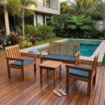 Conjunto Relax para Área Externa em Madeira Maciça 1 Sofá 2 Poltronas 1 Mesa Yescasa Conjunto Relax para Área Externa em Madeira Maciça 1 Sofá 2 Poltronas 1 Mesa Yescasa