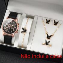 conjunto relogio feminino quartz e joia