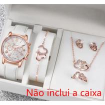 conjunto relogio feminino quartz e joia