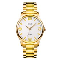 Conjunto Relógio Feminino Skmei Analógico 3001 Dourado com Colar e Pingente