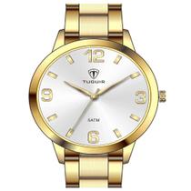 Conjunto Relógio Feminino Tuguir Analógico TG146 Dourado com Colar e Pingente