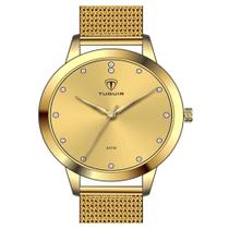 Conjunto Relógio Feminino Tuguir Analógico TG152 - Dourado com Colar e Pingente