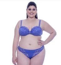 Conjunto Renda Azul Plus Size Tam 54 (1062)