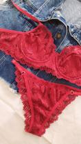 conjunto renda vermelho com sutiã sem bojo, com aro de sustentação sexy delicado conjunto renda vermelho com sutiã sem bojo, com aro de sustentação sexy delicado