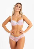 Conjunto Rendado Bicolor Com Tanga Toda em Renda Romance e Teos St Madame