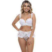 Conjunto Rendado Branco Sepie 14318 com Saia