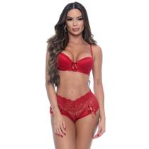 Conjunto Rendado Flora com Bojo - Vermelho - Tam GG