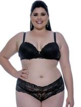 Conjunto Rendado Preto Caleçon Plus size Tam. 52 Conjunto Rendado Preto Caleçon Plus size Tam. 52