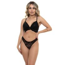 Conjunto Rendado Preto Sepie 14356 Bojo Triangular