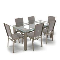 Conjunto Retangular 6 Cadeiras Área Gourmet Alumínio Fendi