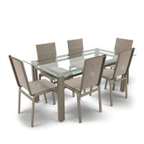 Conjunto Retangular 6 Cadeiras Área Gourmet Alumínio Fendi Conjunto Retangular 6 Cadeiras Área Gourmet Alumínio Fendi