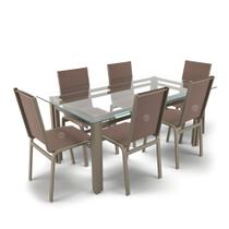 Conjunto Retangular 6 Cadeiras Área Gourmet Alumínio Fendi