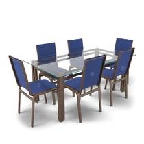 Conjunto Retangular 6 Cadeiras Área Gourmet Alumínio Marrom Conjunto Retangular 6 Cadeiras Área Gourmet Alumínio Marrom