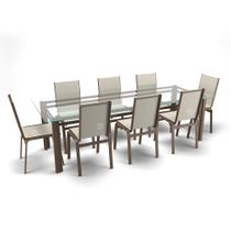 Conjunto Retangular 8 Cadeiras Área Gourmet Alumínio Marrom