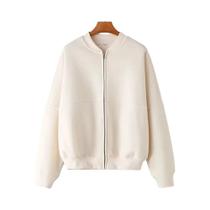 Conjunto Retro Feminino De 2 Peças Jaqueta Bomber Com Zíper E Calças De Cintura Alta De Pernas