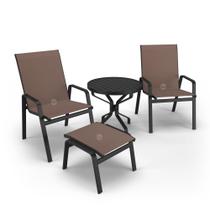 Conjunto Ripado 2 Cadeiras com Mesa e Apoio Alumínio Preto Conjunto Ripado 2 Cadeiras com Mesa e Apoio Alumínio Preto
