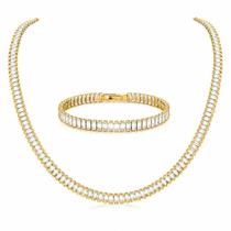 Conjunto Riviera Colar Choker E Pulseira Brilhantes Ouro 18k