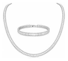 Conjunto Riviera Feminino Prata 925 Colar Pulseira Zirconia Conjunto Riviera Feminino Prata 925 Colar Pulseira Zirconia
