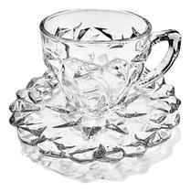 Conjunto Rocks Tea Com 6 Xicaras E Pires De Vidro 210ml Conjunto Rocks Tea Com 6 Xicaras E Pires De Vidro 210ml