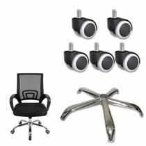 Conjunto Rodinha e Base Estrela Cadeira de Escritorio Trabalho Estudos Quarto Casa Resistente Giratoria