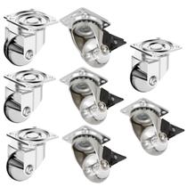 Conjunto Rodinha Silicone Pequena 35mm Gel Transparente Com Freio e Sem Freio Base Giratória - 8 Peças