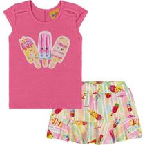 Conjunto Rolú Body e Short-saia Rosa