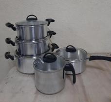 Conjunto Roma 5 Panelas C/ Tampa De Vidro Alumínio Polido