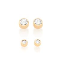Conjunto rommanel brincos banhado ouro 3x 24k 18k e 22k femininos ponto de luz segundo furo zircônias redondos 526223