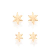 Conjunto rommanel brincos banhado ouro 3x 24k 18k e 22k femininos segundo furo estrela 526219 Conjunto rommanel brincos banhado ouro 3x 24k 18k e 22k femininos segundo furo estrela 526219