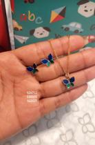 Conjunto Rommanel Corrente Brinco e Pingente infantil borboleta folheado a ouro 542437 526712 530590 Conjunto Rommanel Corrente Brinco e Pingente infantil borboleta folheado a ouro 542437 526712 530590