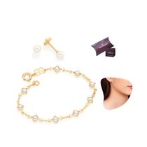 Conjunto Rommanel pulseira brinco perola antialergico infantil bebê