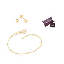 Conjunto Rommanel Pulseira e brinco infantil criança bola 14cm