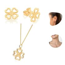 Conjunto Rommanel Trevo folhas original nota fiscal banhado Conjunto Rommanel Trevo folhas original nota fiscal banhado